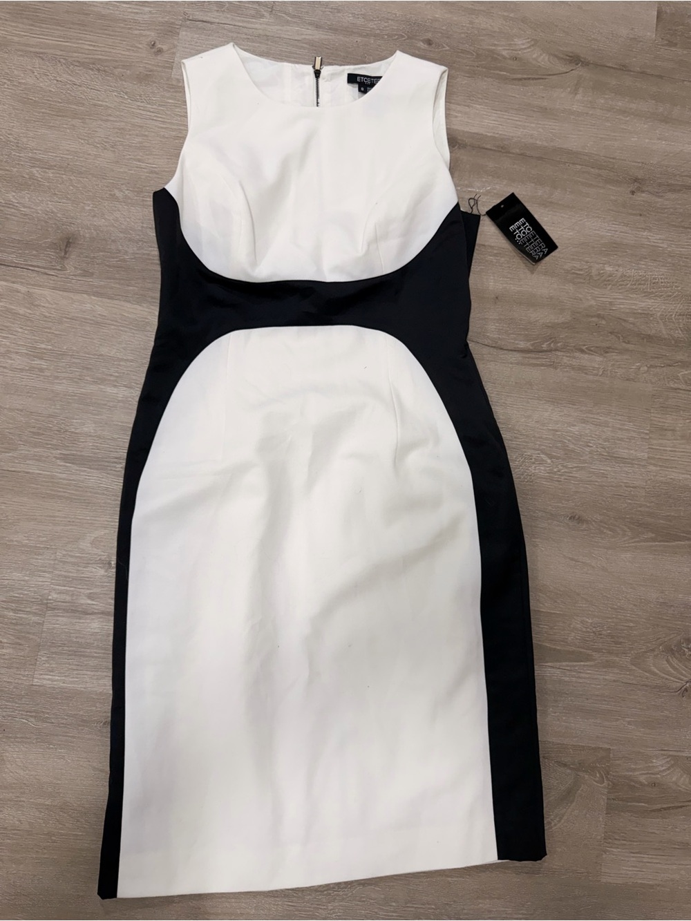 Sleeveless Black and White Colorblock Sheath Dress size 8